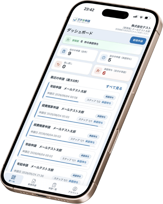 スマ楽申請のスマートフォン画面